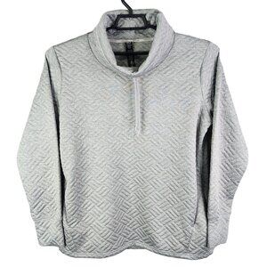 Womens Gray RBX Quilted Pullover Sweater Turtleneck Drawstring Size XL